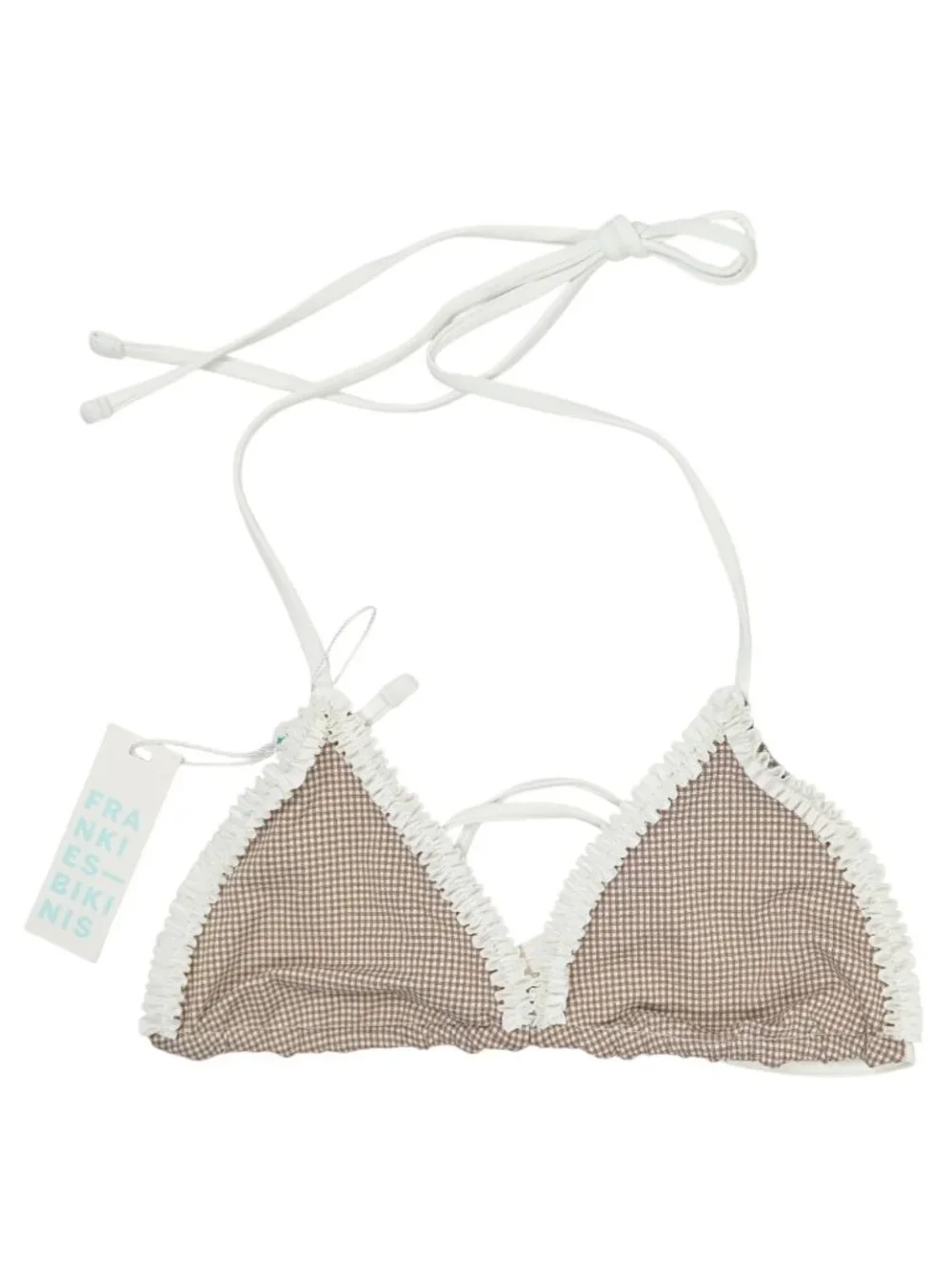 Frankies Bikinis Nick Gingham Top in Brown Gingham